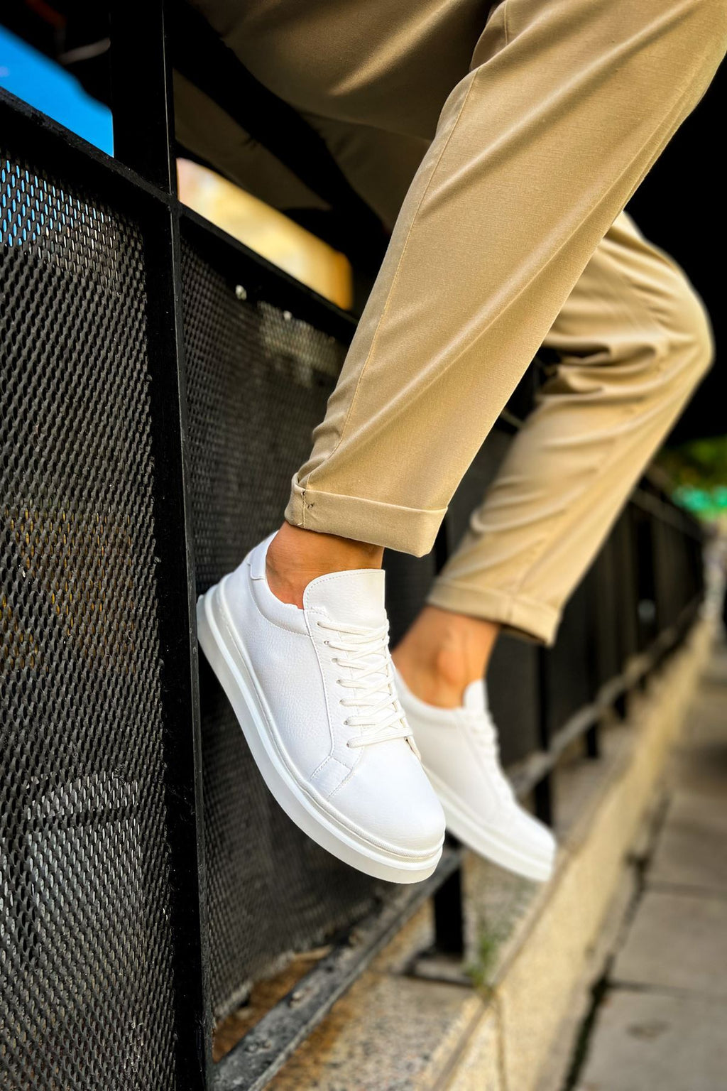 MS979 - Santoni GBT Spor Erkek Ayakkabı BEYAZ/SARI