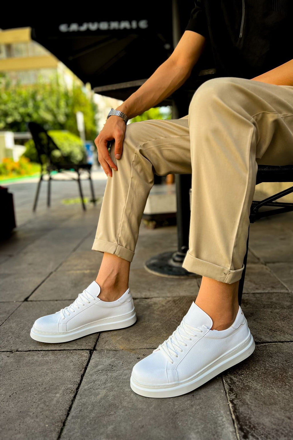 MS979 - Santoni GBT Spor Erkek Ayakkabı BEYAZ/SARI