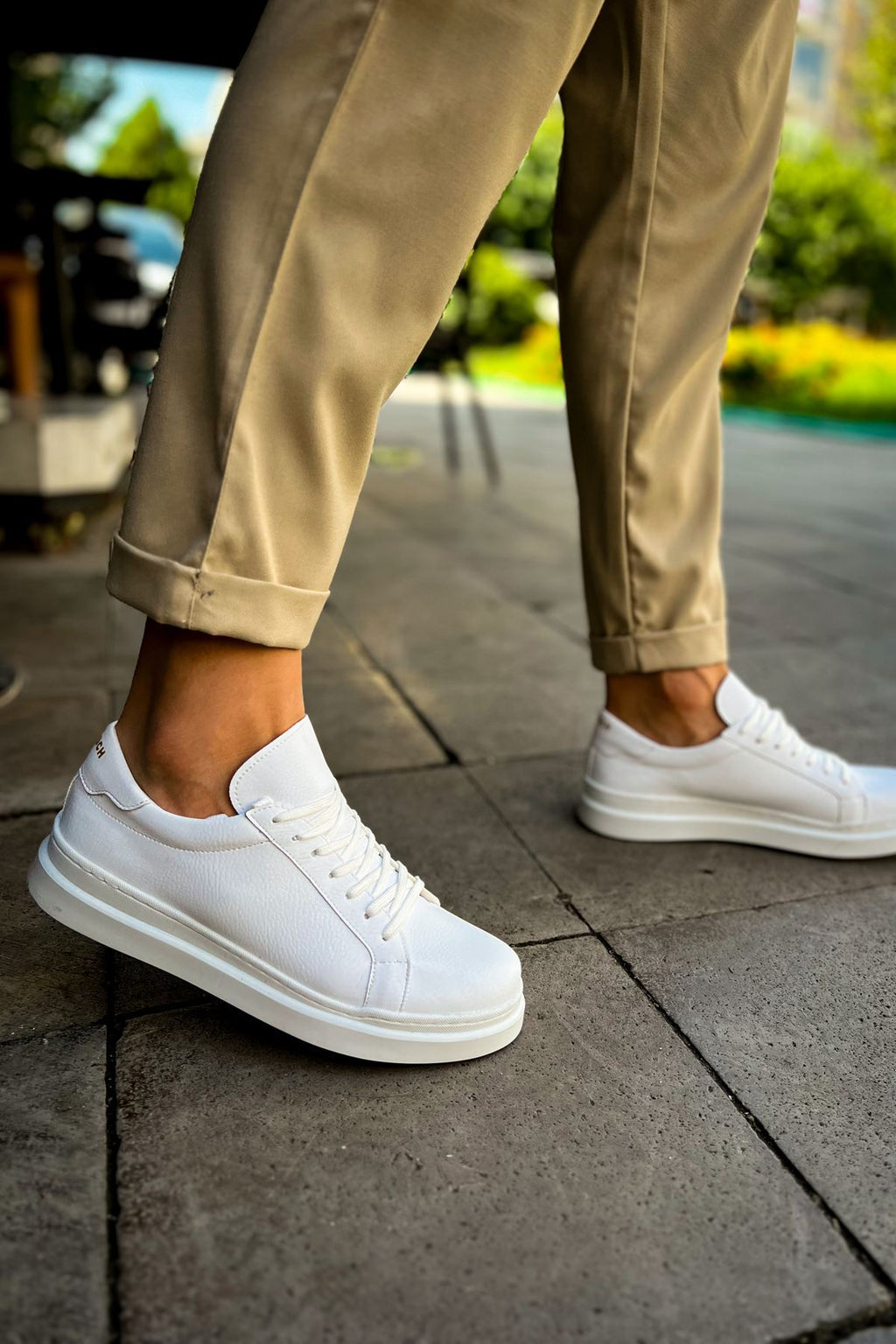 MS979 - Santoni GBT Spor Erkek Ayakkabı BEYAZ/SARI
