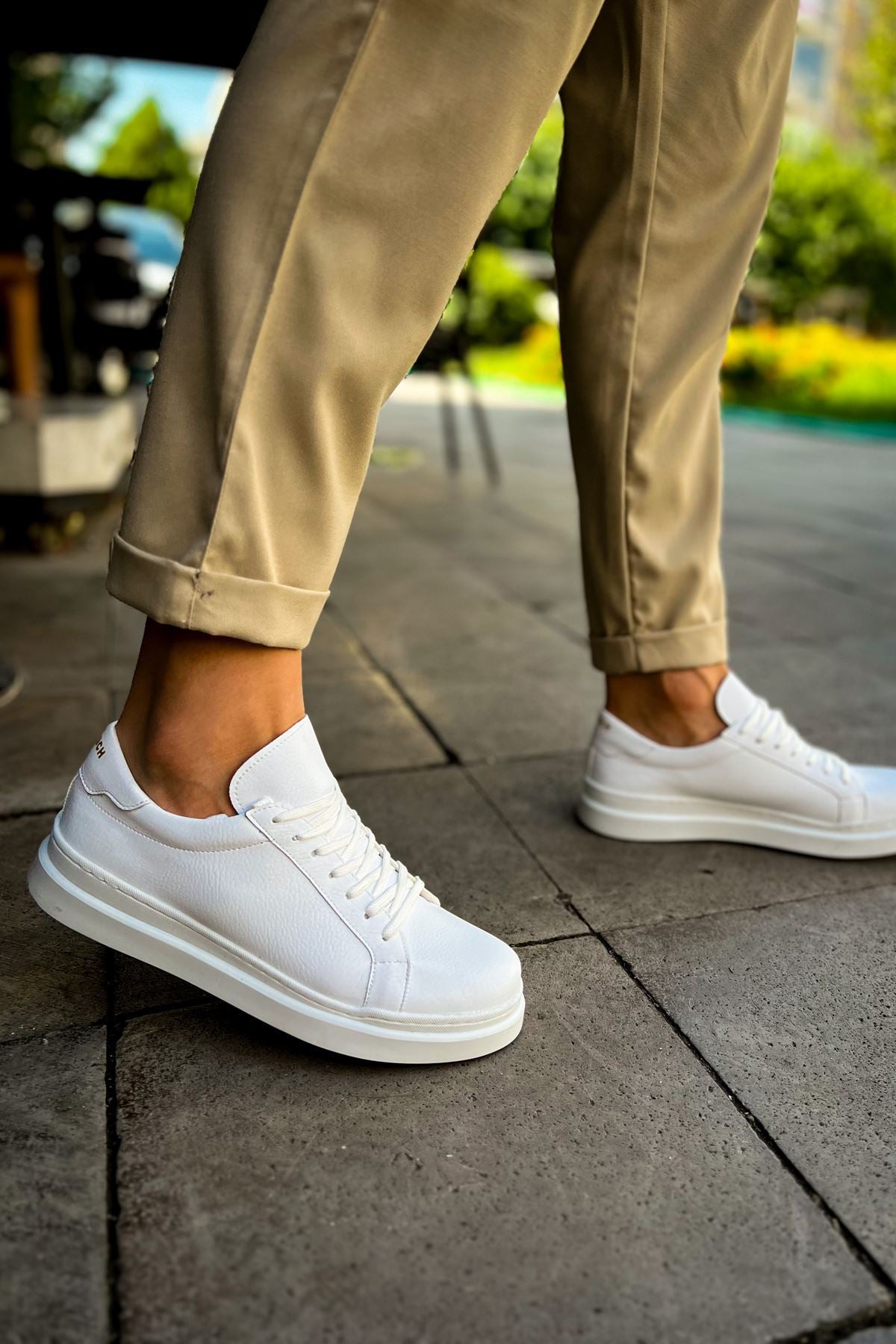 MS979 - Santoni GBT Spor Erkek Ayakkabı BEYAZ/SARI