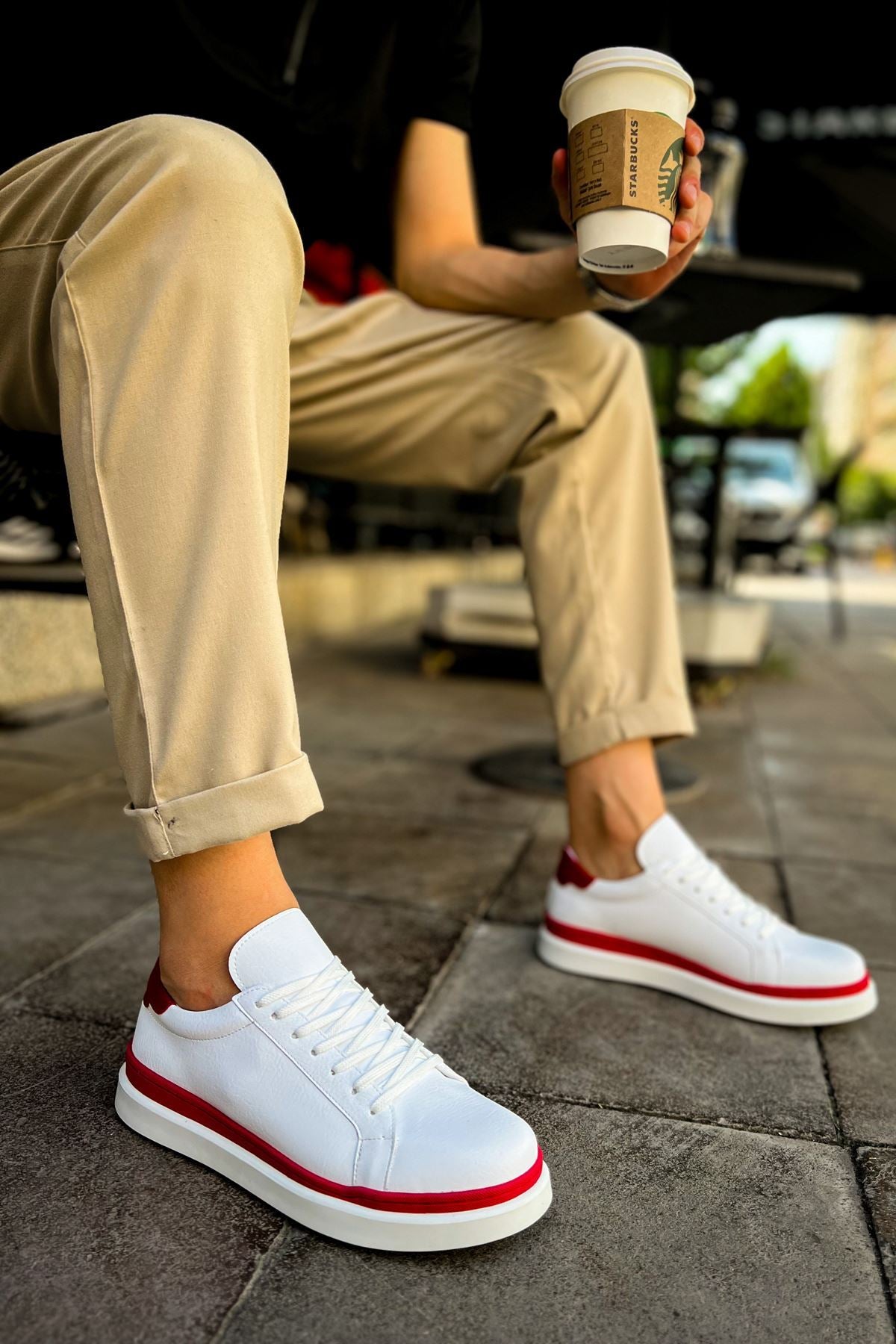 MS979 - Santoni GBT Spor Erkek Ayakkabı BEYAZ/SARI