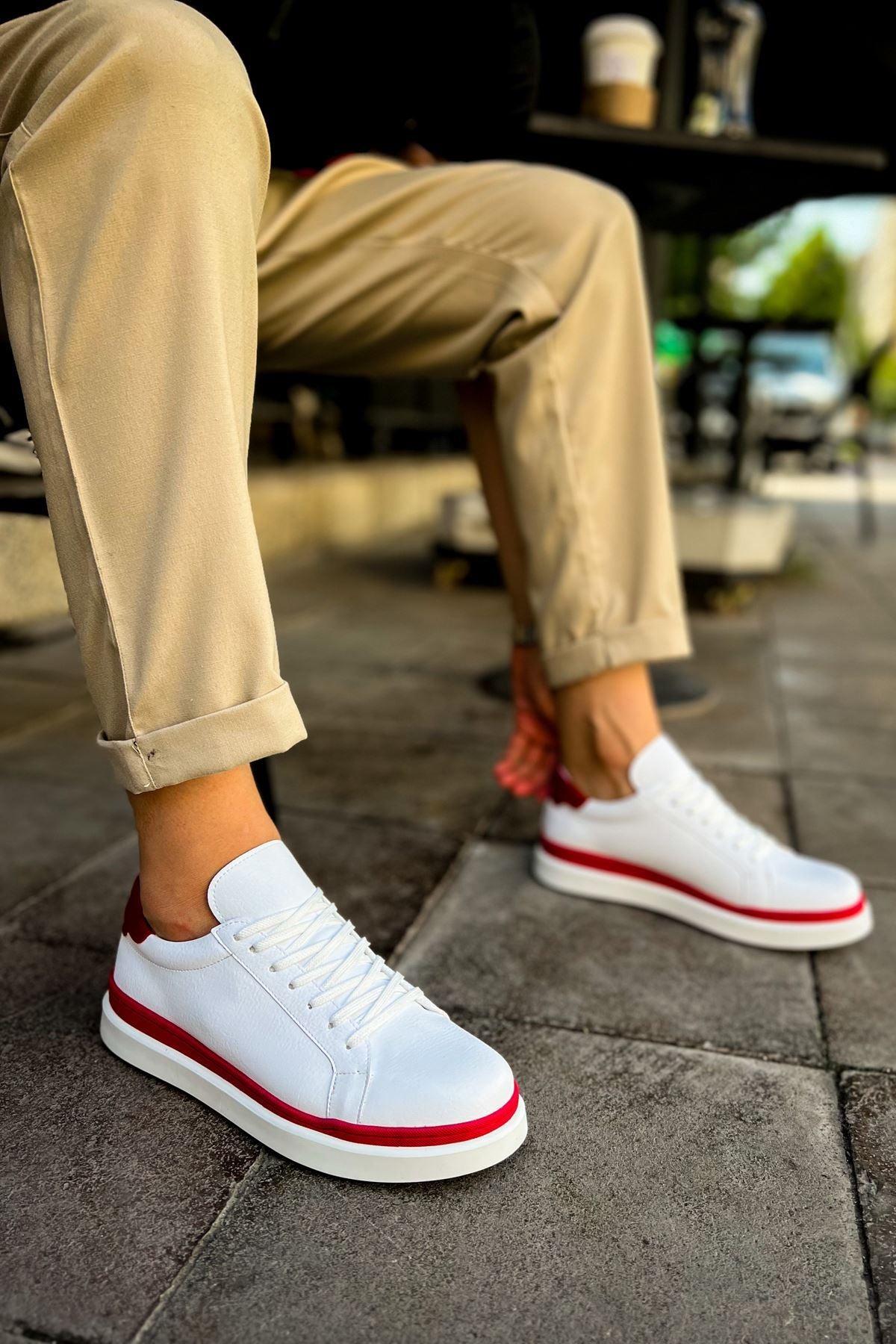 MS979 - Santoni GBT Spor Erkek Ayakkabı BEYAZ/SARI
