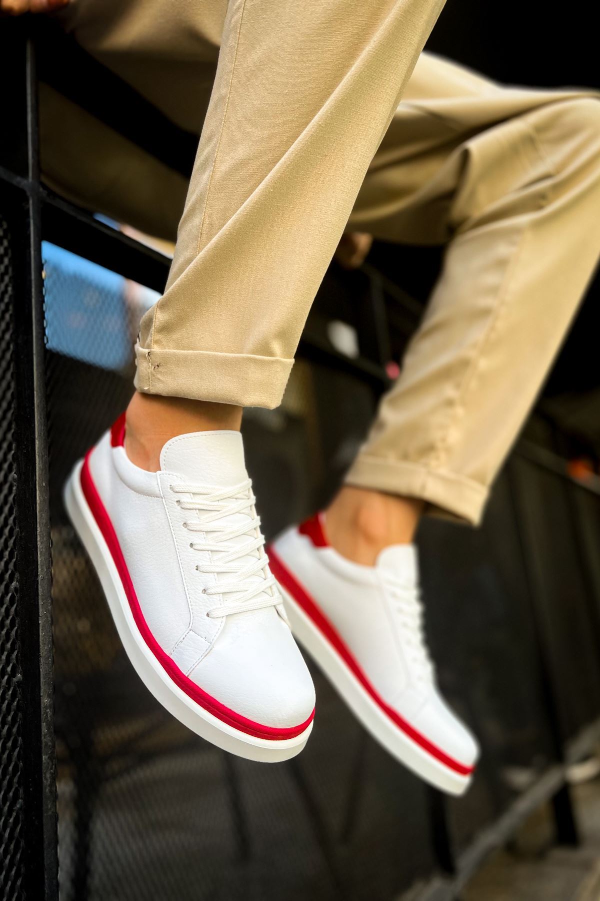MS979 - Santoni GBT Spor Erkek Ayakkabı BEYAZ/SARI
