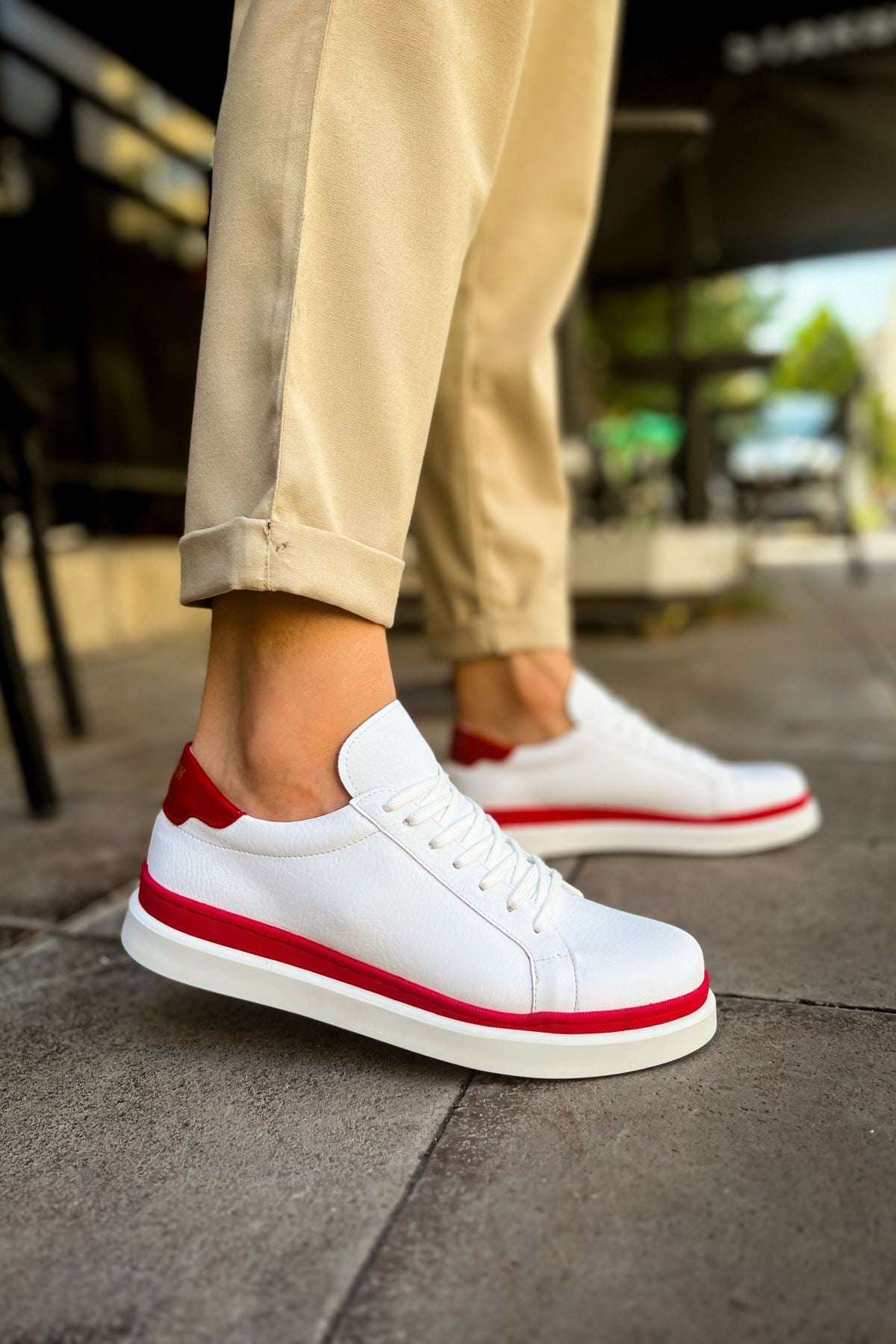 MS979 - Santoni GBT Spor Erkek Ayakkabı BEYAZ/SARI