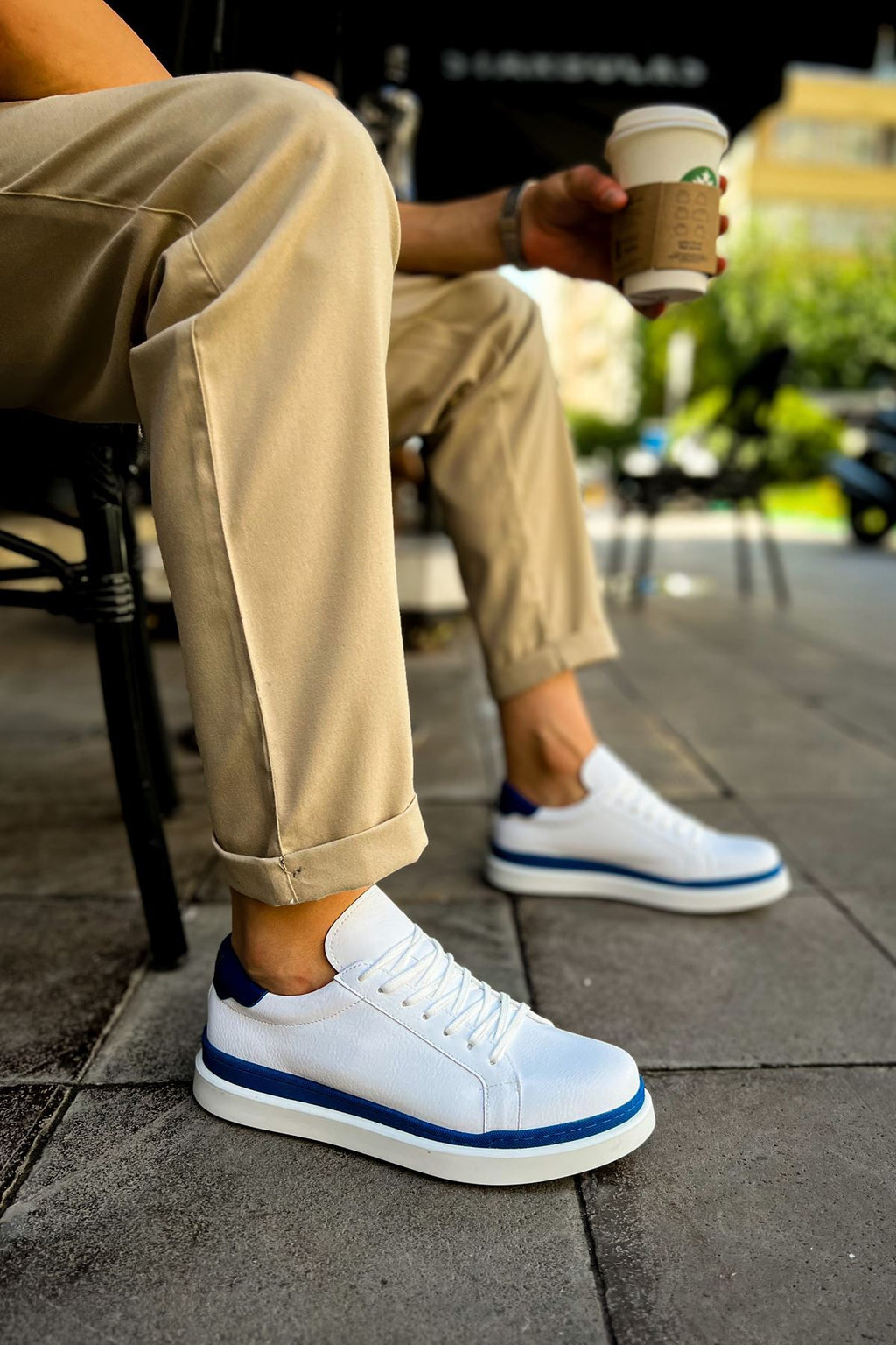 MS979 - Santoni GBT Spor Erkek Ayakkabı BEYAZ/SARI