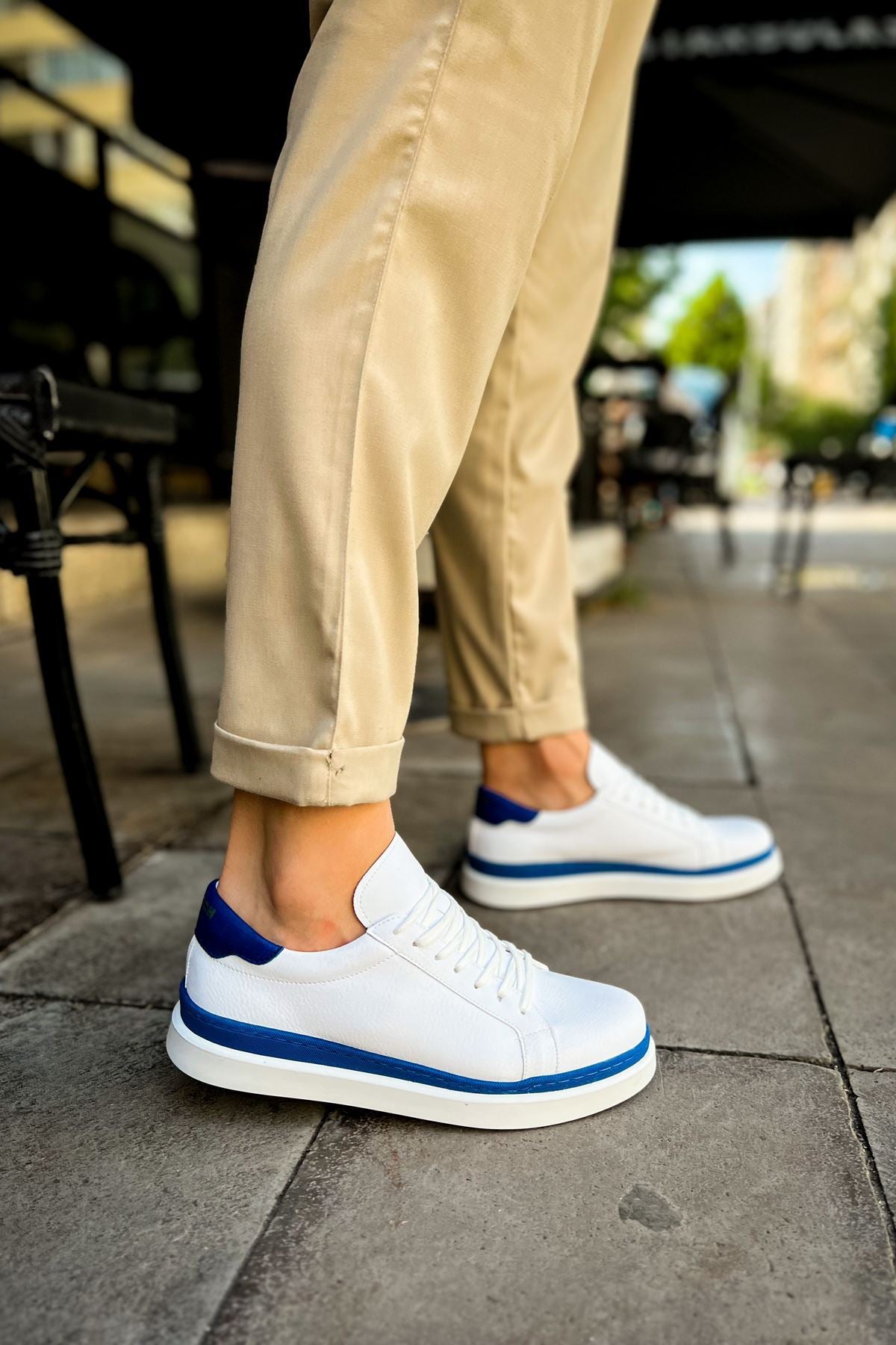MS979 - Santoni GBT Spor Erkek Ayakkabı BEYAZ/SARI