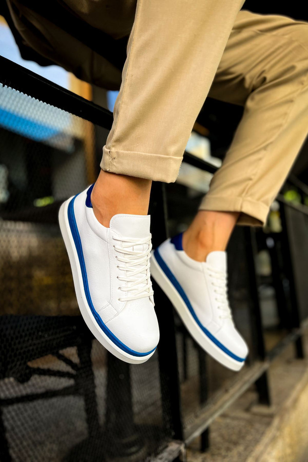 MS979 - Santoni GBT Spor Erkek Ayakkabı BEYAZ/SARI