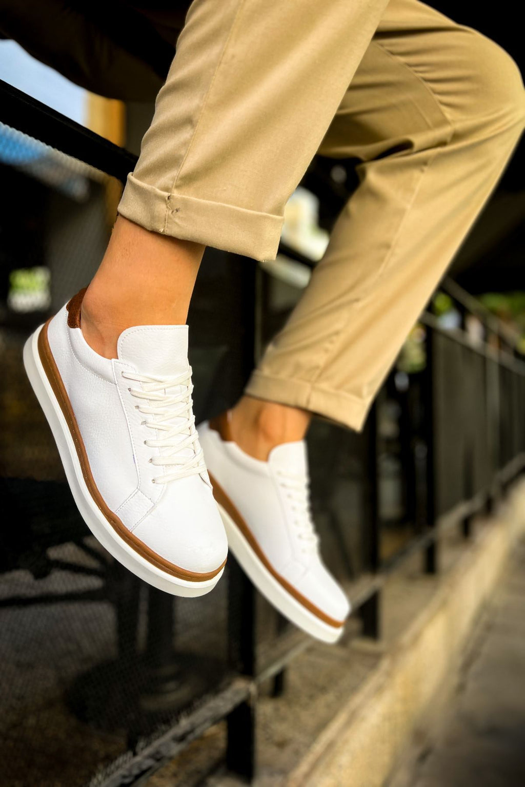 MS979 - Santoni GBT Spor Erkek Ayakkabı BEYAZ/SARI