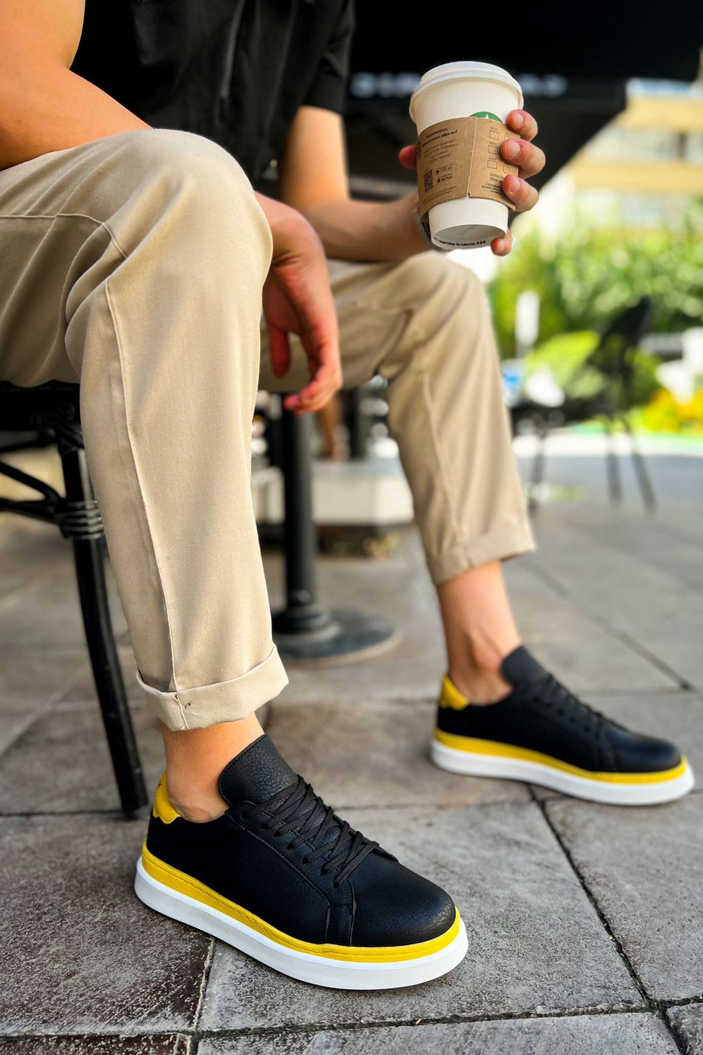 MS979 - Santoni GBT Spor Erkek Ayakkabı BEYAZ/SARI