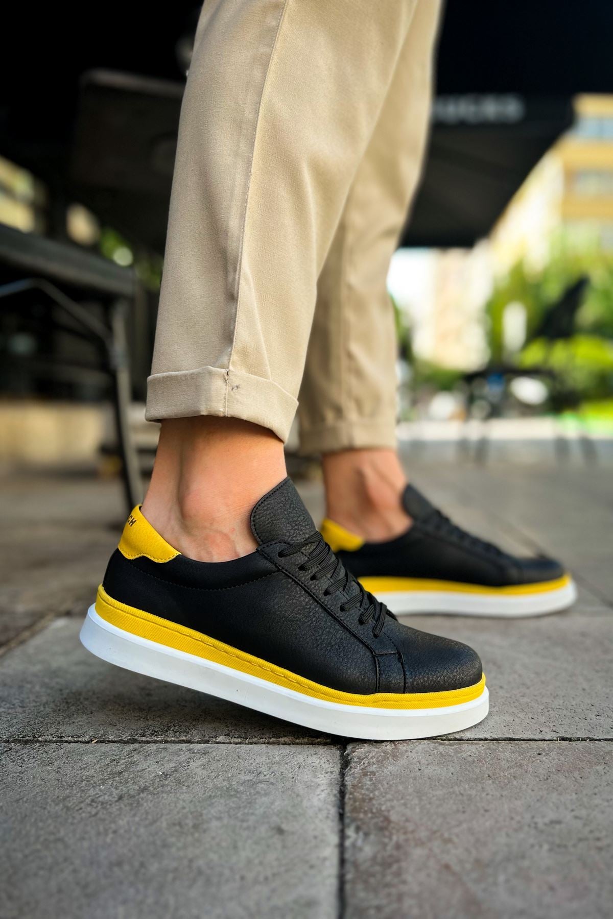 MS979 - Santoni GBT Spor Erkek Ayakkabı BEYAZ/SARI